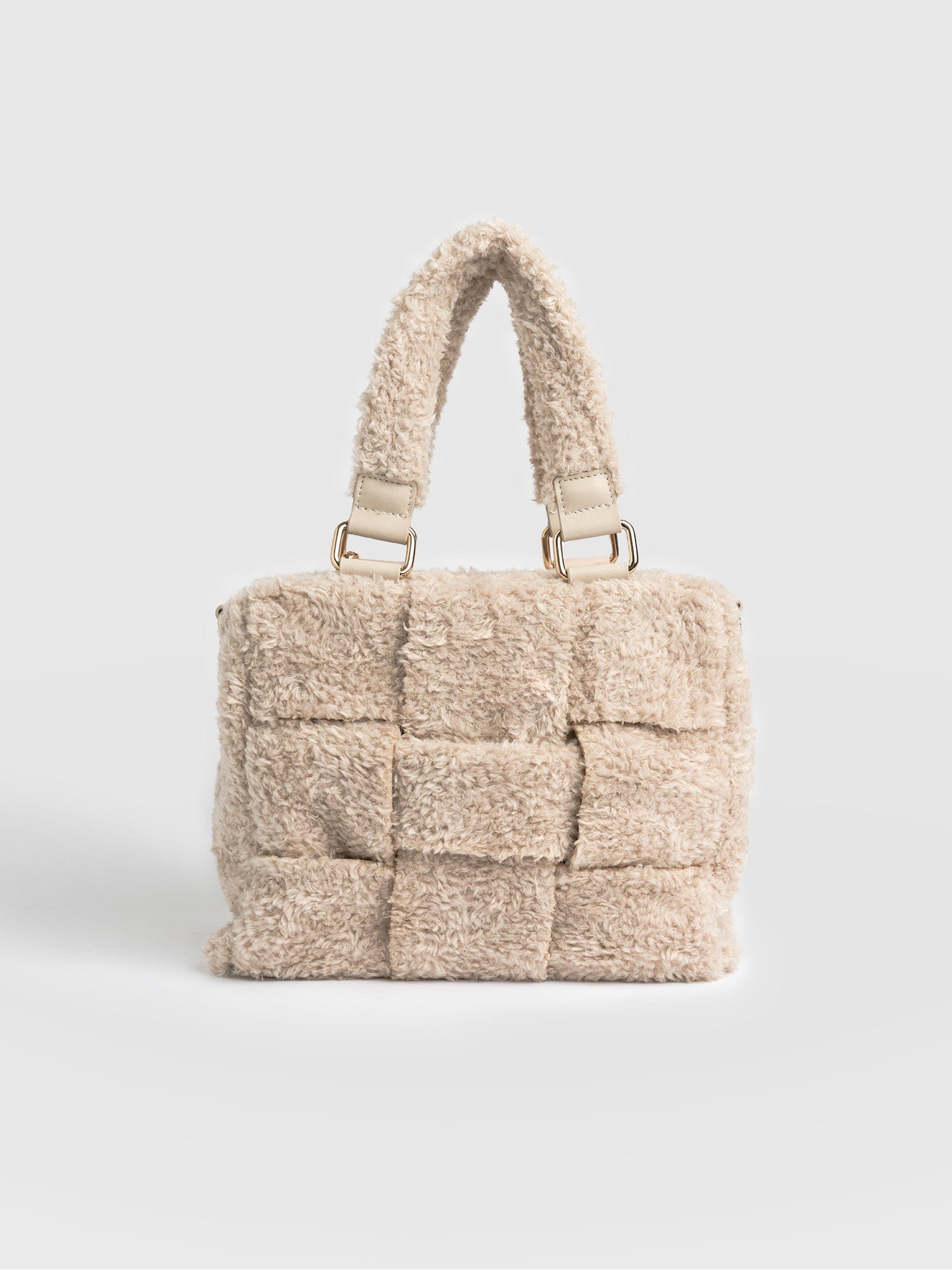 Teddy Woven Mini Penny Tote Bag Beige - Women's Bags | Saint + Sofia® EU